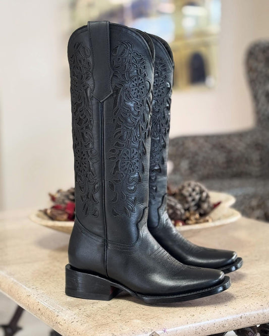 BOTA BULLDOG NEGRA EN PIEL ORIGINAL TUBO A LAZZER